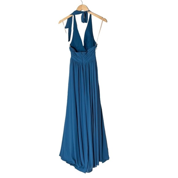 Fame And Partners Cut Out Pleated Teal Maxi Dress - Picture 5 of 14